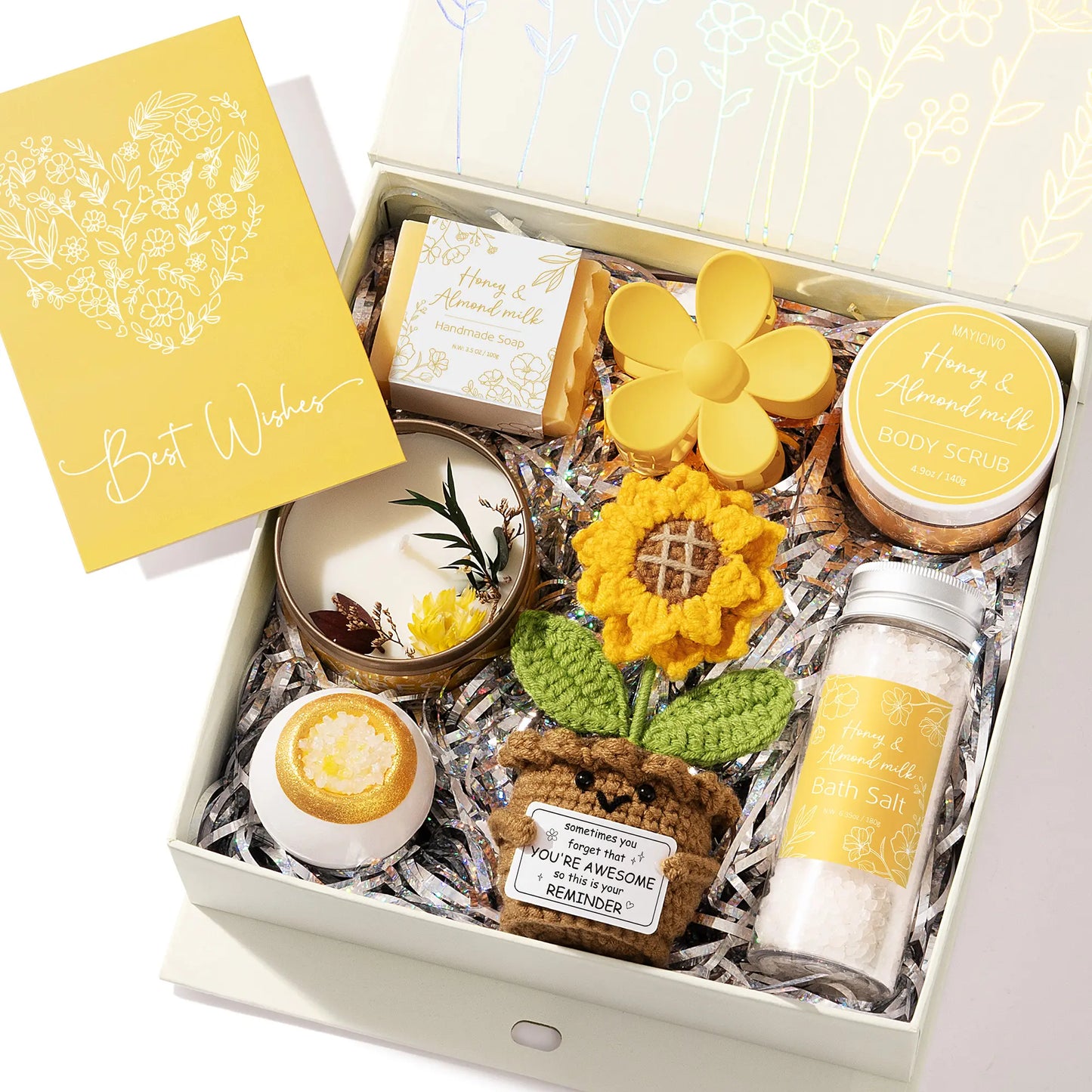 MAYICIVO Mothers Day Gifts Birthday Gifts for Women - Get Well Soon Spa Care Package, Luxury Self Care Gift Basket for after Surgery & Cancer Care Inspirational Thinking of You Sympathy Gift Set for Mom Her Friend Mothersdaygift