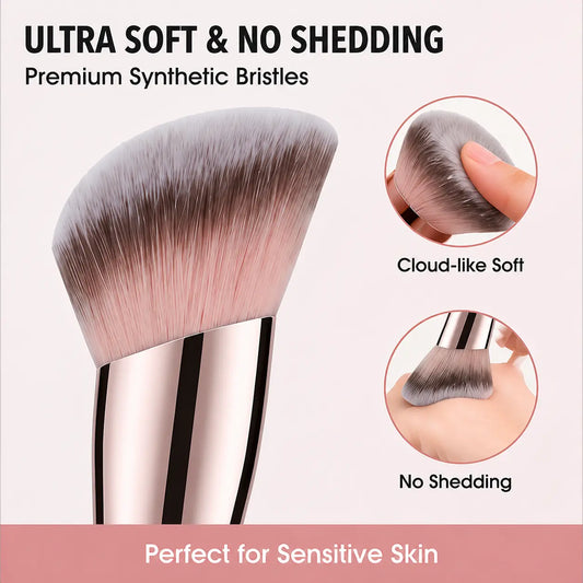 KINGMAS Foundation Brush, Dual-Ended Angled Makeup Brush for Foundation and Contour Blending Liquid Powder, Concealer Cream Cosmetics Blush, Cruelty Free Vegan (Pink)Double-Ended, No Shedding, Vegan, Travel-Friendly Outdoorfun